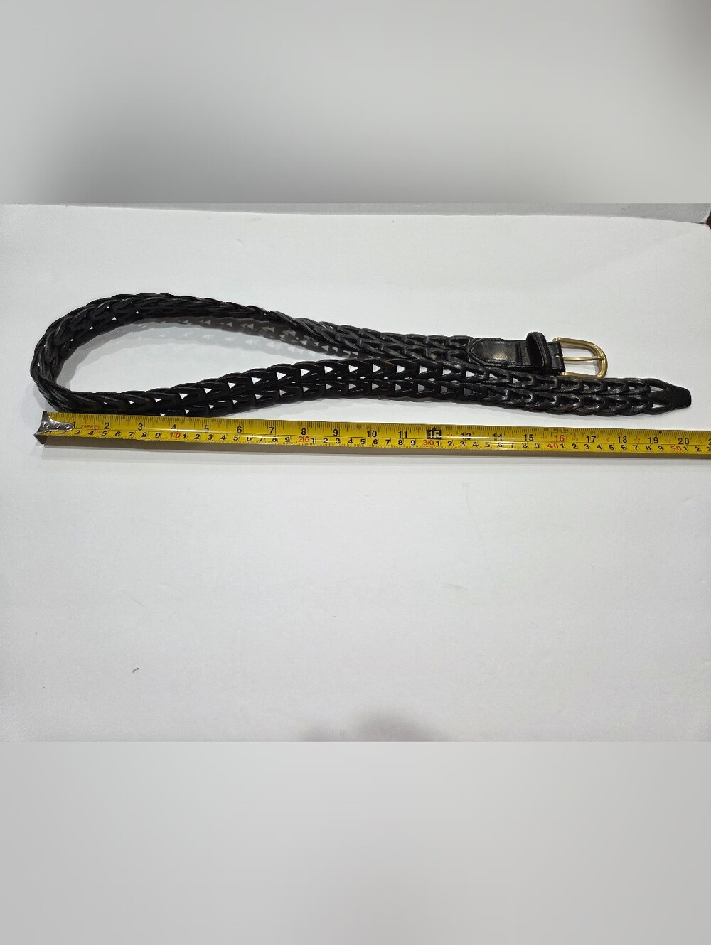 Brighton Braided Leather Belt with Gold Tone Buckle - Sz.36 Black - Picture 7 of 9